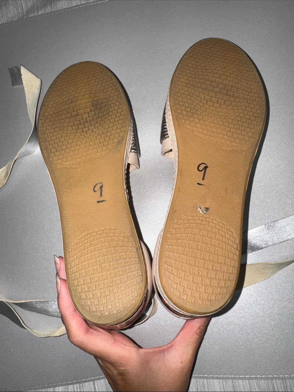 Stuart Weitzman Leather Roman Mail Armor Silver Chain Ballerina Lace Up Flats